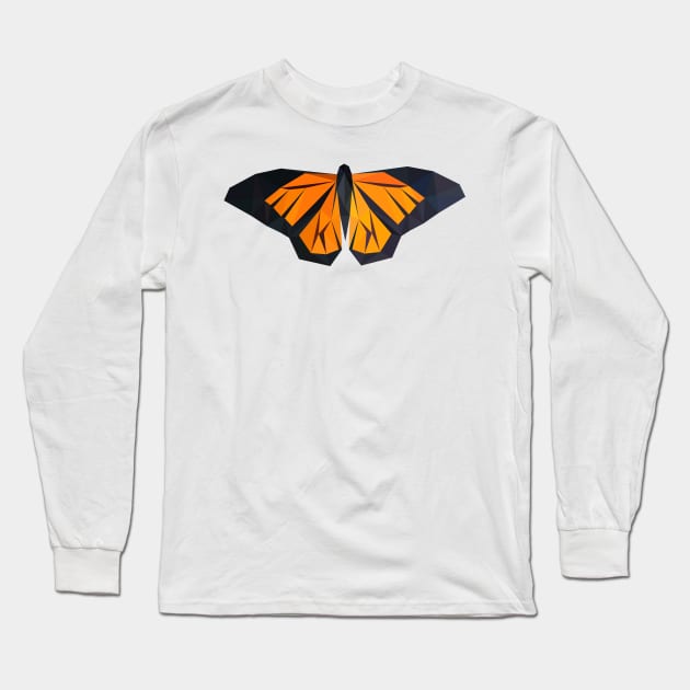 Low Poly Monarch Butterfly Long Sleeve T-Shirt by DigitalShards